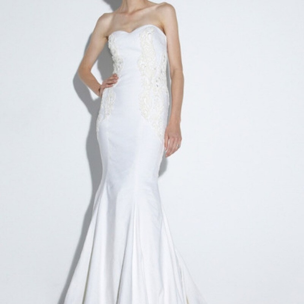 Nicole Miller natural linen mermaid wedding dress